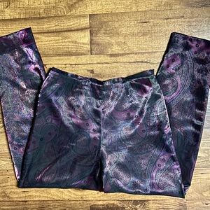 Dana Buchman~ Size 14 Purple Silky Straight Leg Dress Pants W/ Paisley Design